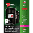 Avery - Étiquettes SGH pour produits chimiques UltraDuty 60501, blanc, 8 1/2 po x 11 po, paq./50-Permanente, étiquette rectangulaire