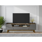 Manhattan Comfort - Meuble TV Marcus 70,86 po style Mid-Century Modern - Gris et Nature-Recommandé pour un téléviseur de 70 pouces