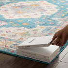 Modway - Success Médaillon vintage floral vieilli Anisah Tapis 4 pi l x 6 pi L - Bleu Ivoire Jaune Orange-Dessous en caoutchouc de prise