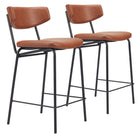 Zuo - Charon Tabouret de comptoir - Vintage Brun - Ensemble de 2-Repose-pieds ergonomique et confortable