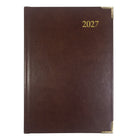 Brownline - 2027 agenda hebdomadaire Executive avec reliure cousue – 8 3/16 po x 5 5/8 po – couleurs assorties – trilingue-Doré sur tranches, coins et signet dorés