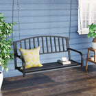 Outsunny - Chaise balançoire de porche 50 po avec chaîne, noir-Matériau résistant aux intempéries et finition noire élégante ajoutent une touche d'élégance à votre terrasse  
