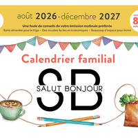 Les Éditions de l'Homme - Calendrier Familial Salut Bonjour 2027 - 17 mois-850 autocollants pour marquer les activités et événements du quotidien. Ce sont les mêmes motifs pratiques de l’édition précédente, mais dans des couleurs renouvelées.