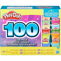 Play-Doh - Waouh 100 pots cette collection comprend -100 boîtes de plaisir : épatez-les avec 100 couleurs ! ce coffret play-doh en gros, pour les enfants de 3 ans et plus, contient 5 types de pâte à modeler différents pour une multitude d'occasions colourées