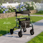 HOMCOM - Déambulateur pliable avec siège pour seniors, 4 roues - vert-Le système de freinage double garantit un contrôle fiable pour ralentir et stationner en toute sécurité 