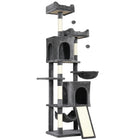 PawHut - Arbre à chat 70 po, tour multi-niveaux avec 2 condos - gris foncé-Cette tour de 69,7 po (177 cm) comprend des niches, des perchoirs et un hamac pour un plaisir sans fin 