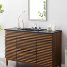 Modway - Cayman Bassin simple 48" Lavabo de salle de bain in Noir-Trous de robinet centraux de 8 pouces