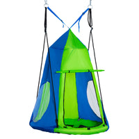 Outsunny - Tente balançoire suspendue pour enfants pour arbre de jardin, nid sensoriel étanche - vert-Double installation comme tente balançoire ou balançoire disque 