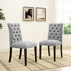 Modway - Duchess Tissu Chaise à manger Ensemble de 2 - Gris clair-Dossier boutonné luxueusement touffé