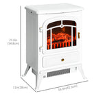 HOMCOM - Foyer électrique portatif sur pied 16 po, 750/1500 W, blanc-Aucune option de chaleur pour un plaisir visuel toute l'année et la luminosité de la flamme du feu est réglable 