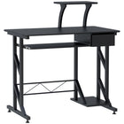 HOMCOM - Bureau d'ordinateur avec plateau clavier - 35,4 po L x 19,7 po l x 39,4 po H - noir-Structure en métal avec panneau MDF solide pour une construction durable