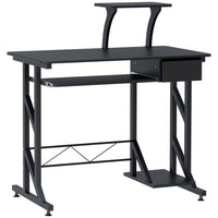 HOMCOM - Bureau d'ordinateur avec plateau clavier - 35,4 po L x 19,7 po l x 39,4 po H - noir-Structure en métal avec panneau MDF solide pour une construction durable