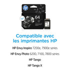 HP - Cartouche d'encre d'origine, noir 64 (N9J90AN#140)-Rendement de 200 pages