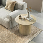 HOMCOM - Table basse ronde avec base à colonnes à lattes - bois naturel-La surface résistante aux rayures garantit un nettoyage facile et une utilisation durable