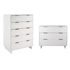Manhattan Comfort - Granville commode et chiffonnier modernes - blanc - ensemble de 2-Commode de chambre à coucher au style moderne-contemporain avec une touche de glamour comprenant une commode haute et une commode standard