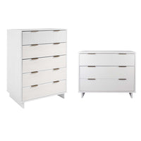 Manhattan Comfort - Granville commode et chiffonnier modernes - blanc - ensemble de 2-Commode de chambre à coucher au style moderne-contemporain avec une touche de glamour comprenant une commode haute et une commode standard