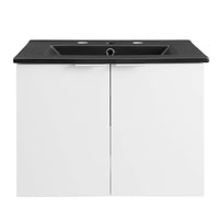 Modway - Maybelle 24" Vanité de salle de bain murale - Blanc Noir-Vanité de salle de bain moderne