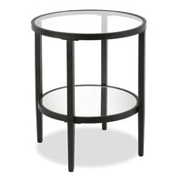 Hudson&Canal - Table d'appoint ron Hera 50 cm de largeur avec étagère miroir - Bronze noirci-Un design contemporain moderne pour votre salon, votre chambre et plus encore