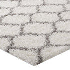 Modway - Solvea Treillis marocain Tapis 5 pi l x 8 pi L Shag Area - Ivoire et Gris-Haute densité / Tissé à la machine