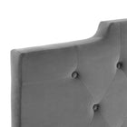Modway - Juliet Touffe Performance Velvet Tête de lit complète/Queen, Charbon de bois-Tissu résistant aux taches durable