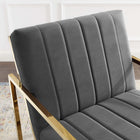 Modway - Inspire Chenal Touffé Performance Velvet Fauteuil - Charbon de bois-Tissu polyester résistant aux taches