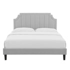 Modway - Sienna Performance Velvet Lit plateforme Queen, Gris clair-Assemblée requise