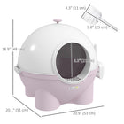 PawHut - Grande litière pour chat, boîte fermée avec couvercle - rose-Porte avec un drain à sable pour éviter que la litière ne se répande à l’extérieur du bac 