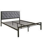 Modway - Mia Tissu Lit Queen, Brun Gris-Cadre de lit à plateforme avec tête de lit
