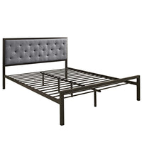 Modway - Mia Tissu Lit Queen, Brun Gris-Cadre de lit à plateforme avec tête de lit