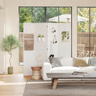 HOMCOM - Paravent autoportant à 4 panneaux avec panneau perforé pour chambre intérieure - blanc-Dimensions dépliées : 63 po l x 0,7 po P x 66,9 po H (160 x 1,8 x 170 cm)  
