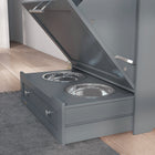 PawHut - Station d’alimentation pour animaux, armoire de rangement, conteneur - gris-Matériau : MDF 