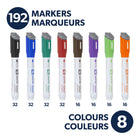 Quartet - Marqueurs effaçables à sec DryGuard, pointe biseautée, couleurs assorties, 192 unités -Capuchon magnétique avec brosse :Ces marqueurs vous permettent d'avoir une brosse à portée de main pour des retouches rapides et de ranger facilement votre marqueur sur n'importe quel tableau magnétique
