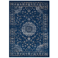 Modway - Lilja Médaillon vintage vieilli Tapis de 5 pi l x 8 pi L - Bleu marocain beige et ivoire-Tapis de décor vintage vieilli