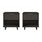 Manhattan Comfort - Table de nuit moderne Granville 18,11" à 1 tiroir - gris foncé - lot de 2-Moderne-contemporain avec une touche de glamour - Table de nuit pour chambre et salon, lot de 2