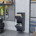 Ceha Canada - Armoire de rangement métallique polyvalente CK à 2 portes - 13 po L - Gris foncé-FACILE À UTILISER : Le design élégant de ce meuble comporte des tiroirs et des trappes qui s'ouvrent simultanément pour un accès rapide. Les trous pour fixation murale permettent un placement flexible, adapté à votre espace