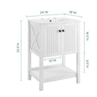Modway - Steam 24" Vanette de salle de bain - Blanc blanc-Portes à fermeture douce