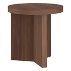 Hudson&Canal - Table d'appoint ronde cannelée Holm de 56 cm de large, finition noyer satiné-Un design scandinave contemporain pour votre salon, votre bureau et plus encore