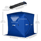 Outsunny - Tente De Pêche Sur Glace Pop-Up 2-4 Personnes, Abri Portable Avec Fenêtres Coupe-Vent - Bleu-Les piquets et les boucles de corde sont utilisés pour une stabilité accrue les jours de vent 
