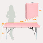Homy Casa - Table pliante portable de 6 pi pour intérieur et extérieur, camping - Rose-Le plateau rose ajoute une touche douce et joyeuse