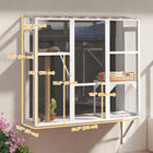 PawHut - Catio extérieur pour fenêtre pour 2 à 3 grands chats - blanc - 63,8 po L x 19,7 po l x 60,6 po H-Comprend trois niveaux avec deux plateformes et un poteau à griffer 