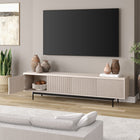 Hudson&Canal - Meuble TV Whitman pour téléviseurs jusqu'à 85 pouces - Blanc aulne-Dimensions du produit : 15,5" L x 78,5" l x 20" H