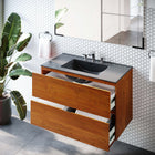 Modway - Scenic Support mural de 36" Vanette de salle de bain - Cerise noire-Calleton de montage compatible avec les cloisons sèches