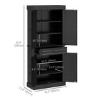 HOMCOM - Armoire de cuisine autoportante 71 po avec 4 portes et compartiment - noir-Apparence élégante assortie à votre cuisine, salle à manger et salon 