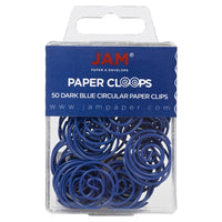JAM Paper - Trombones ronds - bleu foncé - paquet de 50-Couleur : Papercloops bleu foncé