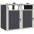 Outsunny - Abri double pour poubelles avec porte verrouillable et couvercle ouvrable à 180°-L'abri à ordures protège deux poubelles des intempéries
