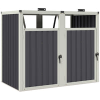 Outsunny - Abri double pour poubelles avec porte verrouillable et couvercle ouvrable à 180°-L'abri à ordures protège deux poubelles des intempéries
