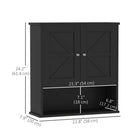 kleankin - Armoire murale de salle de bain style ferme - noir-Portes magnétiques avec poignées en aluminium pour une ouverture et une fermeture faciles