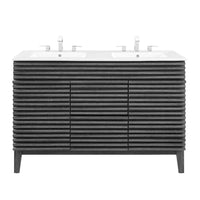 Modway - Render 48" Meuble de salle de bain à double lavabo - Blanc charbon-Vanité moderne du milieu du siècle