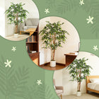 HOMCOM - Arbre banyan artificiel 5 pi pour décoration intérieure - vert - lot de 2-Une base lestée assure la stabilité, rendant l’ensemble sûr pour les enfants et les animaux de compagnie 