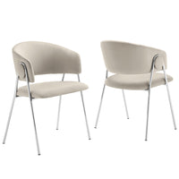 Modway - Nella Rembourré Performance Velvet Chaise à manger Ensemble de 2 - Argent d’amande-Ensemble de 2 chaises de salle à manger d’accent